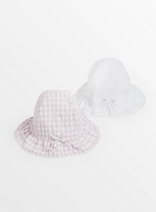 Lilac Gingham & White Bucket Hat 2 Pack 3-6 months